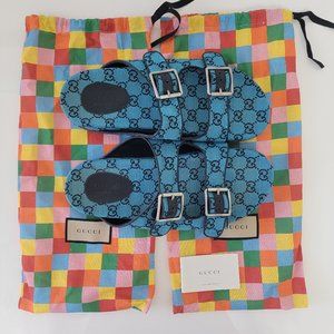 Men's Gucci teal canvas sandals size 11